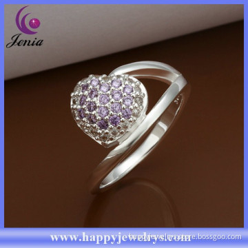 Alibaba China supplier cheap price 925 silver plated purple zircon metal ring (CR314)